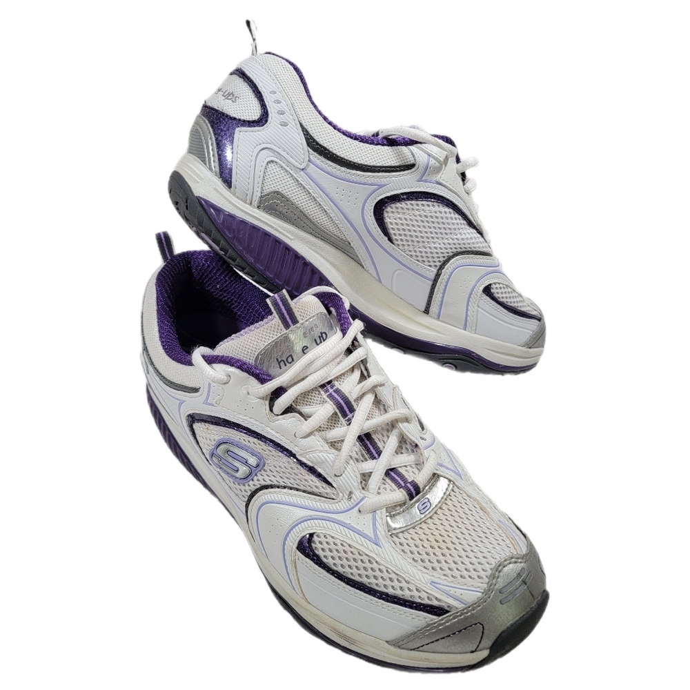 Skechers Shape Ups White Purple Toning Sneakers Women's Size 10